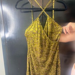 Guess velvet green dress with cross back